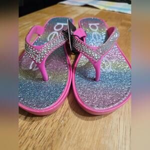 Bebe Glitter Flip Flops With Rhinestones